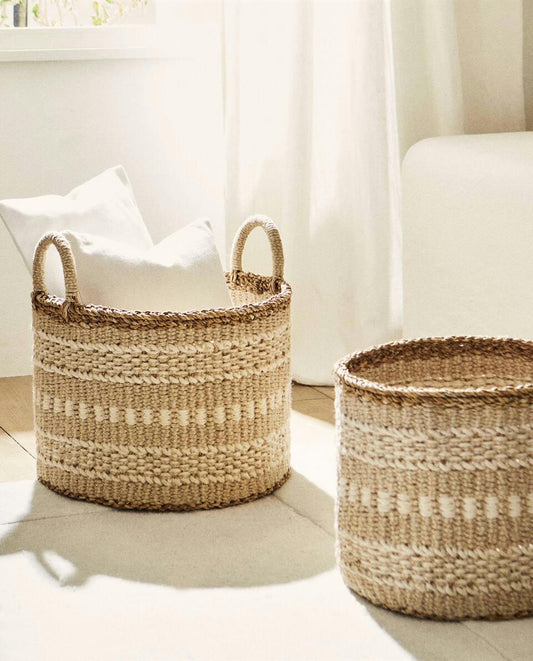 JUTE BASKET WITH BORDER