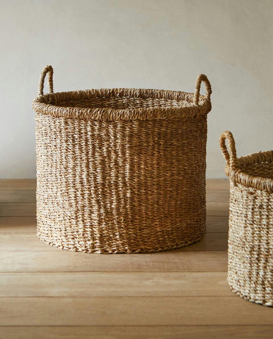 LARGE SEAGRASS BASKET WITH HANDLES