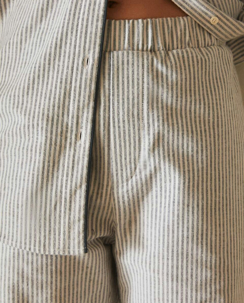 STRIPED FLANNEL PYJAMA BOTTOMS