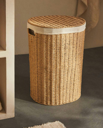 FABRIC-LINED LAUNDRY BASKET
